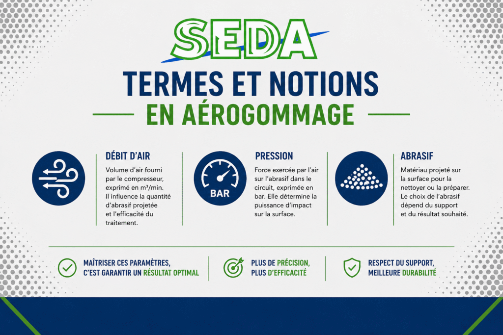 Termes et définitions sur l'aérogommage