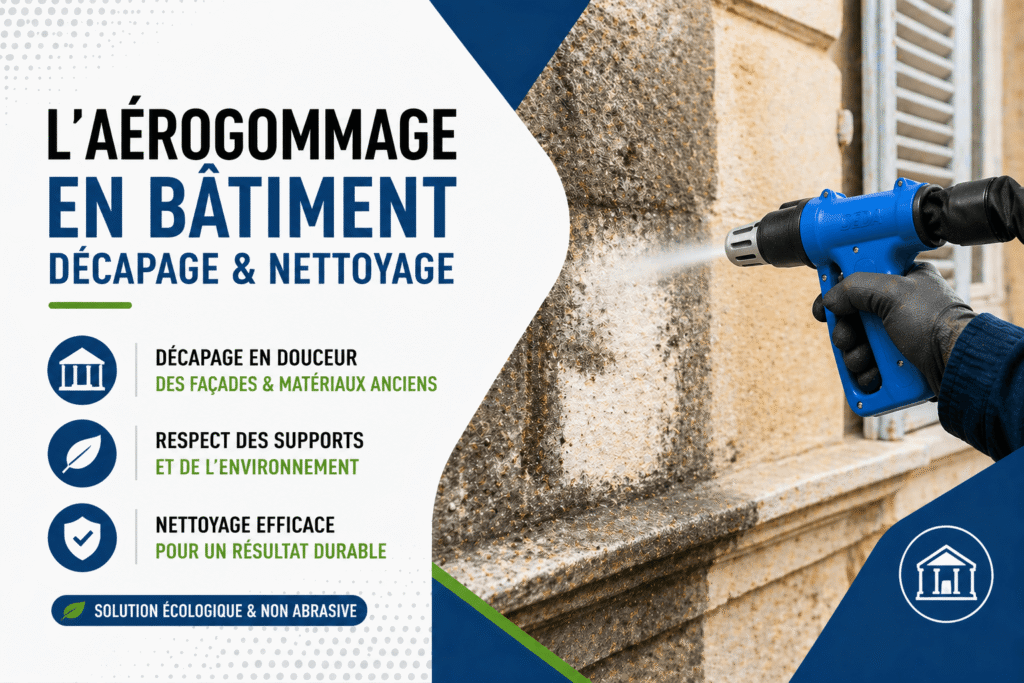 Image aerogommage bâtiment nettoyage façade