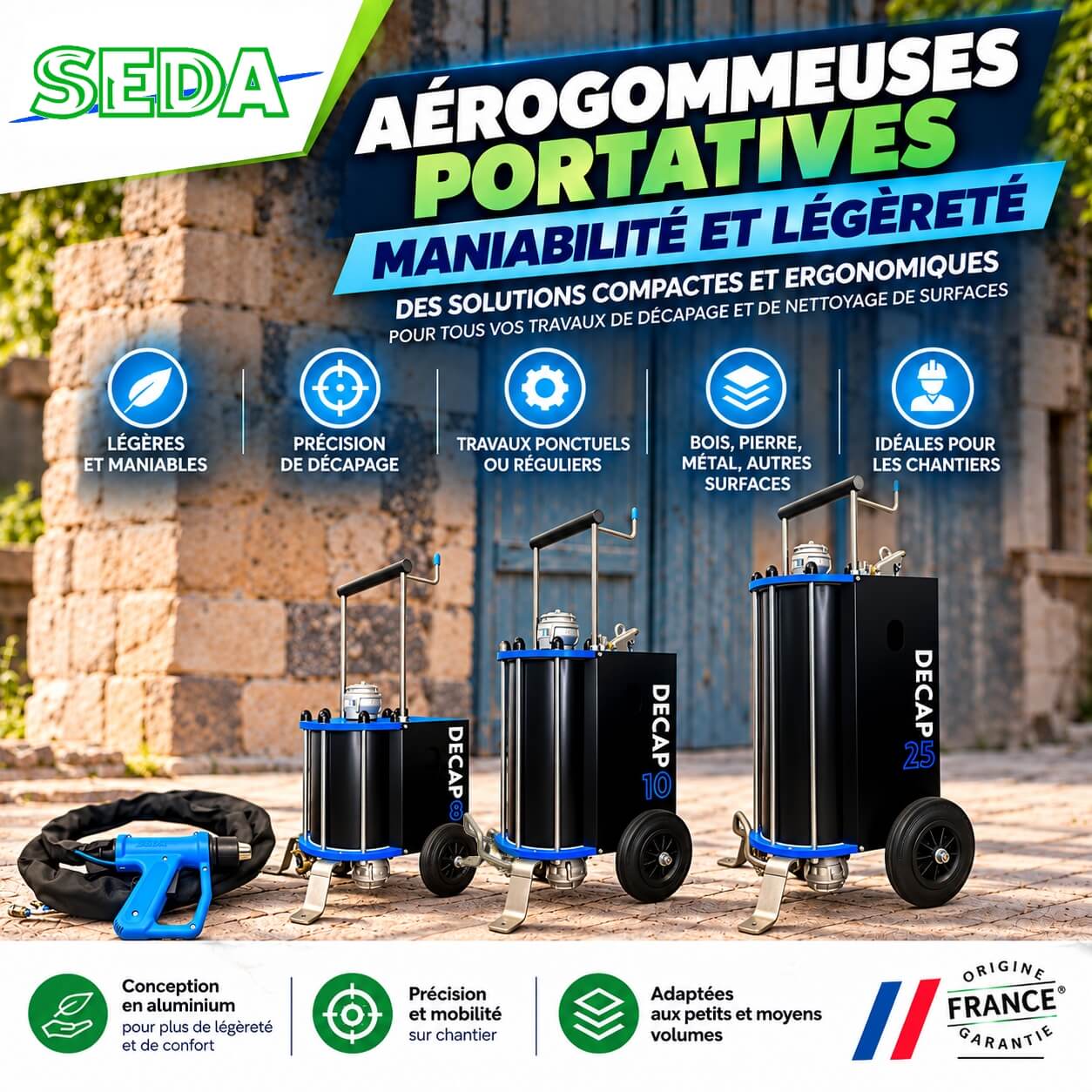 Aérogommeuses portatives DECAP SEDA